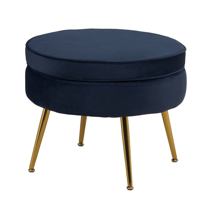 Set poltrona e pouf in velluto con gambe in metallo cromato oro