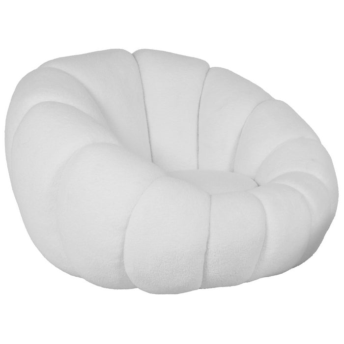 Set poltrona girevole con pouf poggiapiedi in tessuto bouclè - Nuvola