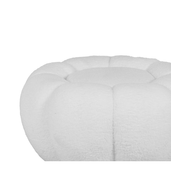 Set poltrona girevole con pouf poggiapiedi in tessuto bouclè - Nuvola