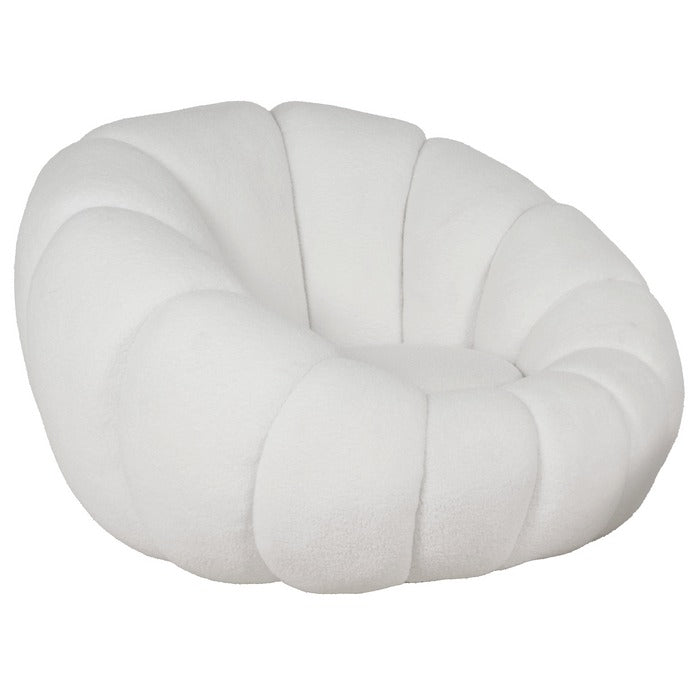 Set poltrona girevole con pouf poggiapiedi in tessuto bouclè - Nuvola