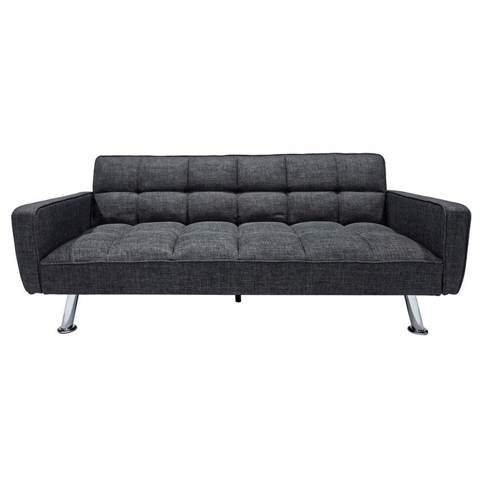 Divano letto in tessuto con gambe in metallo cromato - Nova