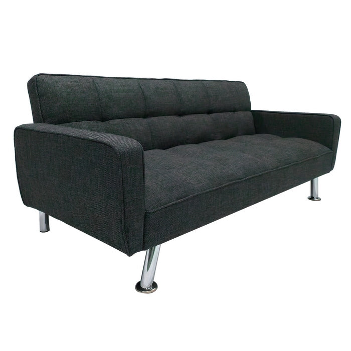 Divano letto in tessuto con gambe in metallo cromato - Nova