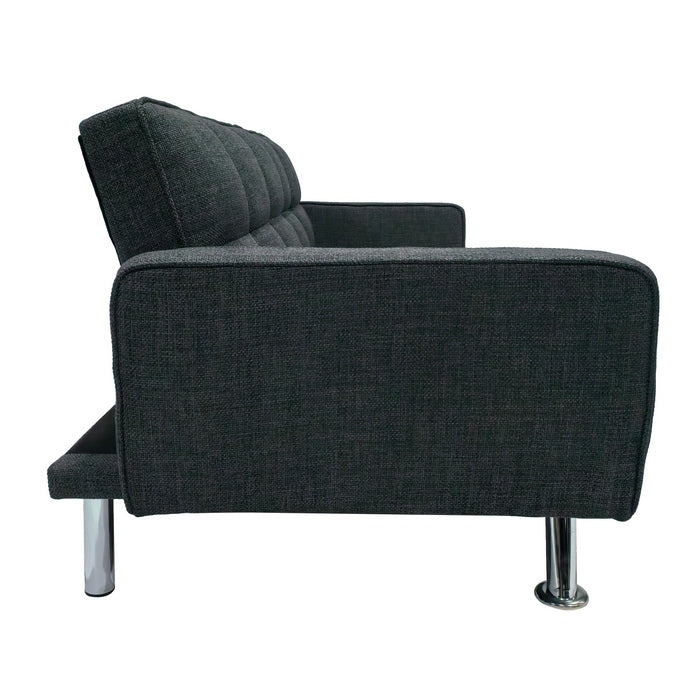 Divano letto in tessuto con gambe in metallo cromato - Nova