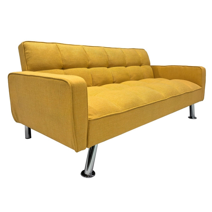 Divano letto in tessuto con gambe in metallo cromato - Nova