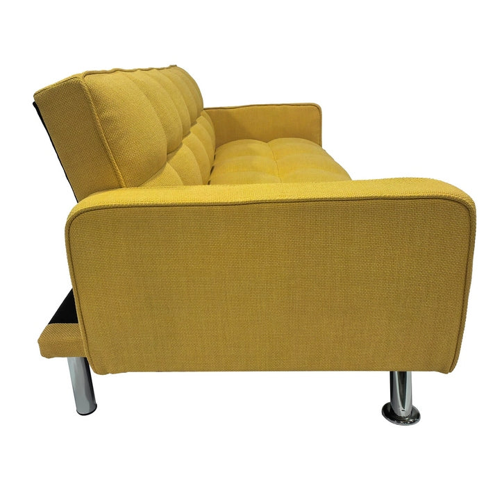 Divano letto in tessuto con gambe in metallo cromato - Nova