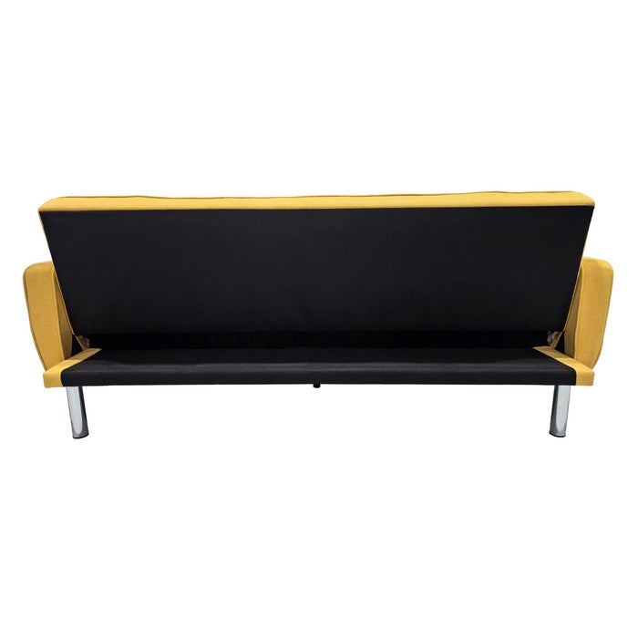 Divano letto in tessuto con gambe in metallo cromato - Nova