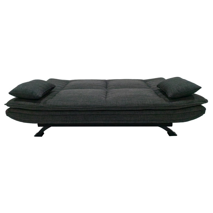 Divano letto in tessuto con gambe nere e cuscini - Vittoria