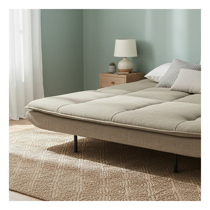 Divano letto in tessuto con gambe nere e cuscini - Vittoria