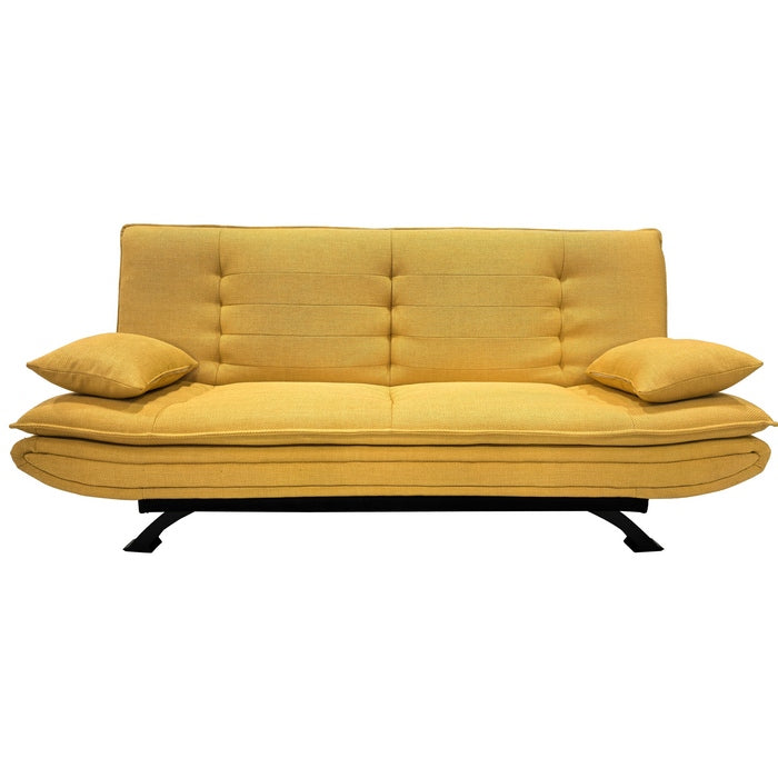 Divano letto in tessuto con gambe nere e cuscini - Vittoria