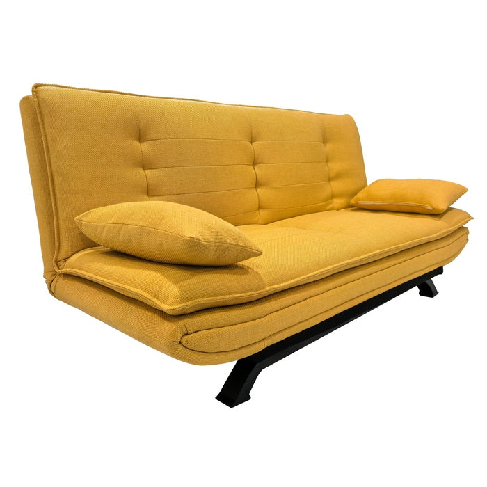 Divano letto in tessuto con gambe nere e cuscini - Vittoria