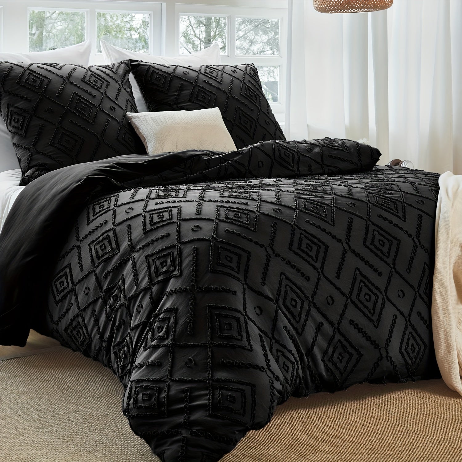 2pcs/3pcs Bohemian Jacquard Duvet Cover Pillowcase Soft, Skin friendly, Comfortable, Breathable, Machine Washable Zipper Closure Four Seasons Universal Simple Luxury Suitable for Bedrooms, Rooms, Hotels, etc. Duvet Set