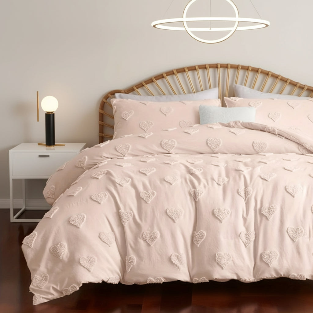 Set Copripiumino + federe Cuoricini - Trapuntato