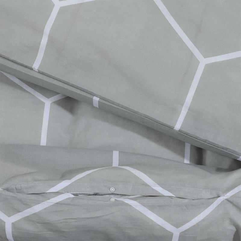 1 Duvet Cover + 2 Pillowcases Gray Bedspread Set - Heavy-Duty King/Queen Size Bed 260x220cm, Soft All-Season Bedding with Zipper Closure, Modern Grey & White Hexagon Pattern, Machine Washable & s Bedrooms