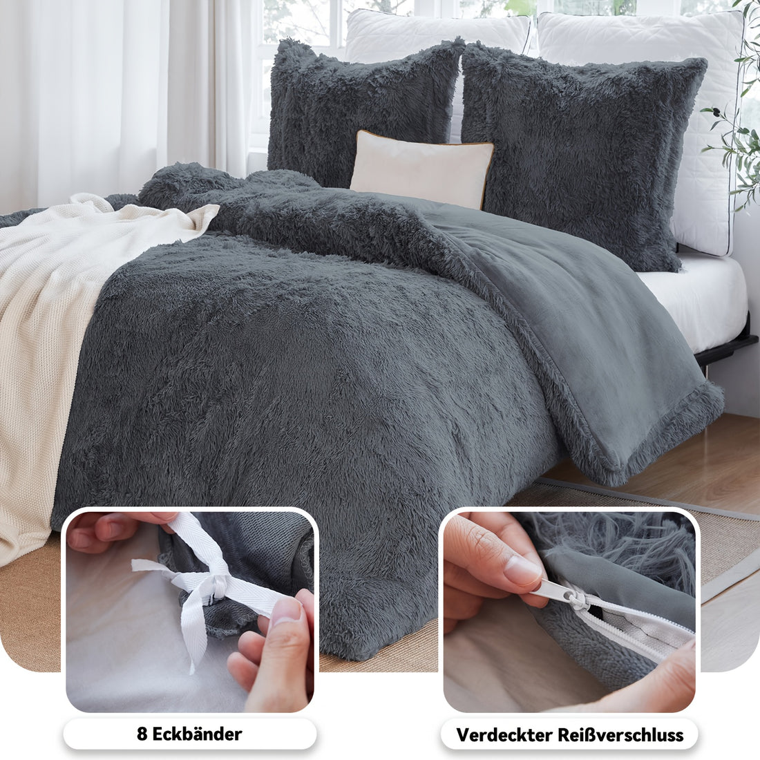 Set 2/3 Pezzi in Pile vellutato effetto pelliccia