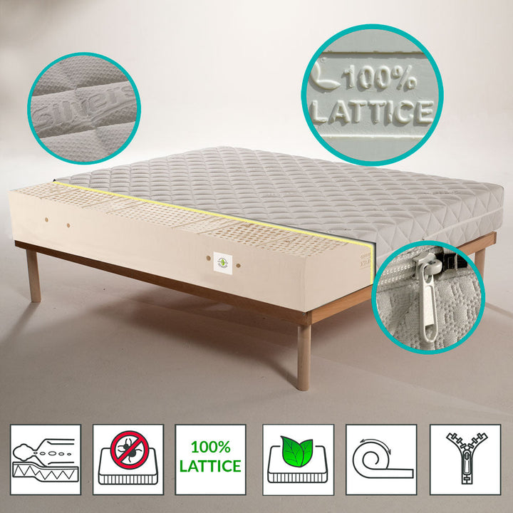 Materasso 100% lattice a 7 zone differenziate con tessuto anallergico alto 22 cm - JUPITER