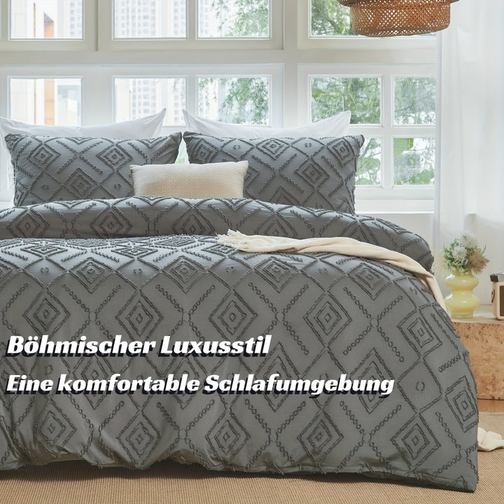 2pcs/3pcs Bohemian Jacquard Duvet Cover Pillowcase Soft, Skin friendly, Comfortable, Breathable, Machine Washable Zipper Closure Four Seasons Universal Simple Luxury Suitable for Bedrooms, Rooms, Hotels, etc. Duvet Set