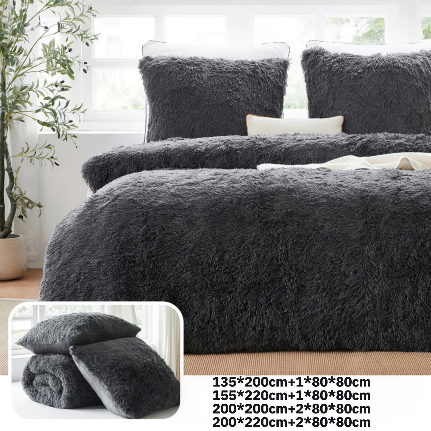 Set 2/3 Pezzi in Pile vellutato effetto pelliccia