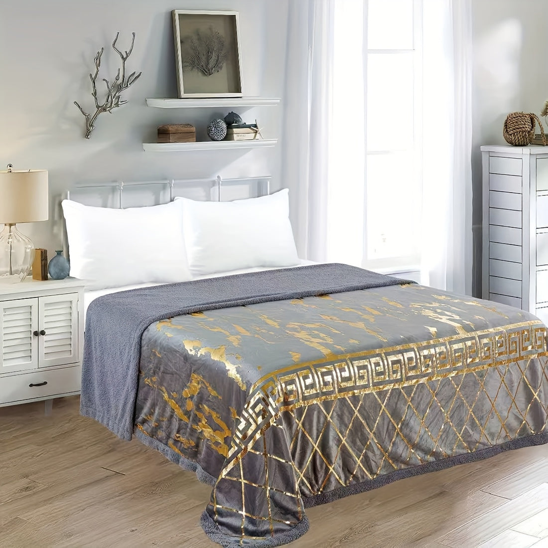 Coperta in Tessuto Sherpa - Realizzata in caldo tessuto dorato