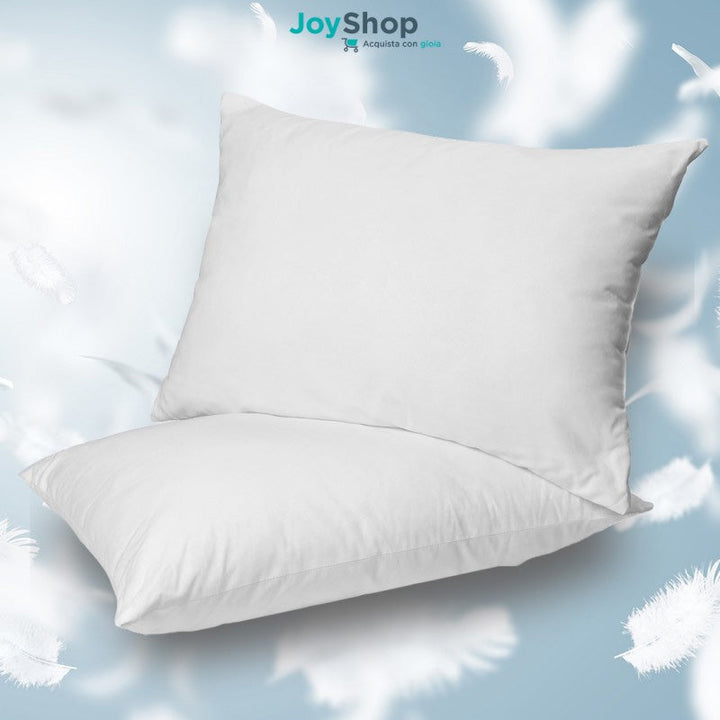 Coppia Cuscini in piuma d'oca e piumino soffici con cover in cotone alti 15 cm