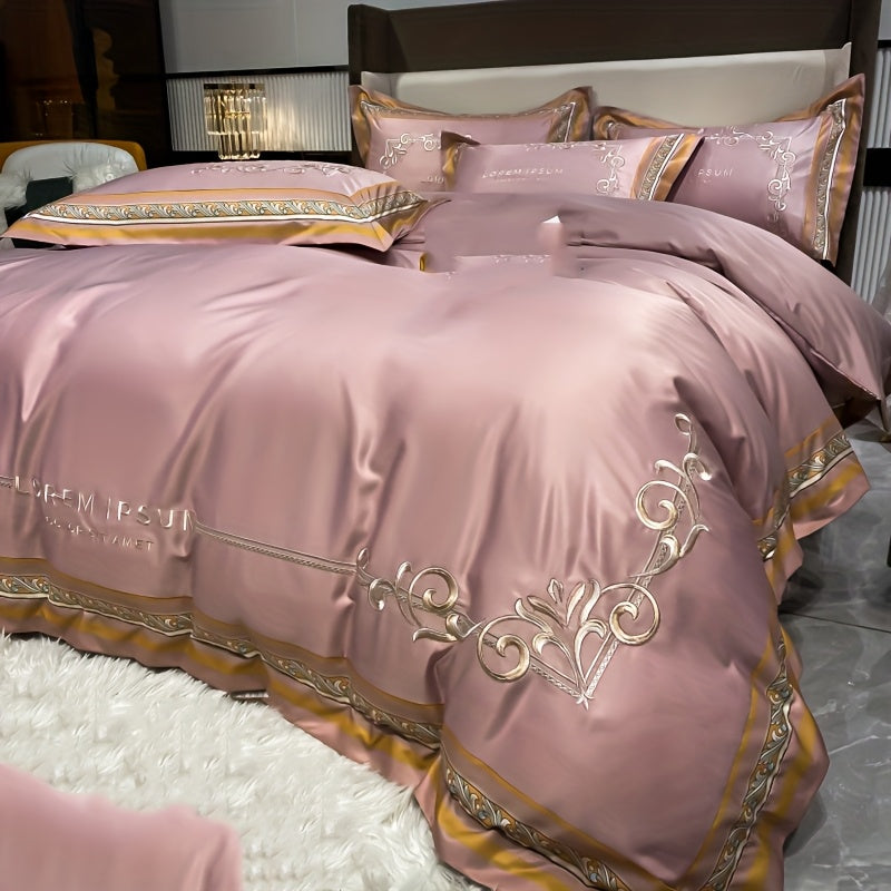 Set da Letto ricamato con stampa digitale - copripiumino, un lenzuolo e due federe.