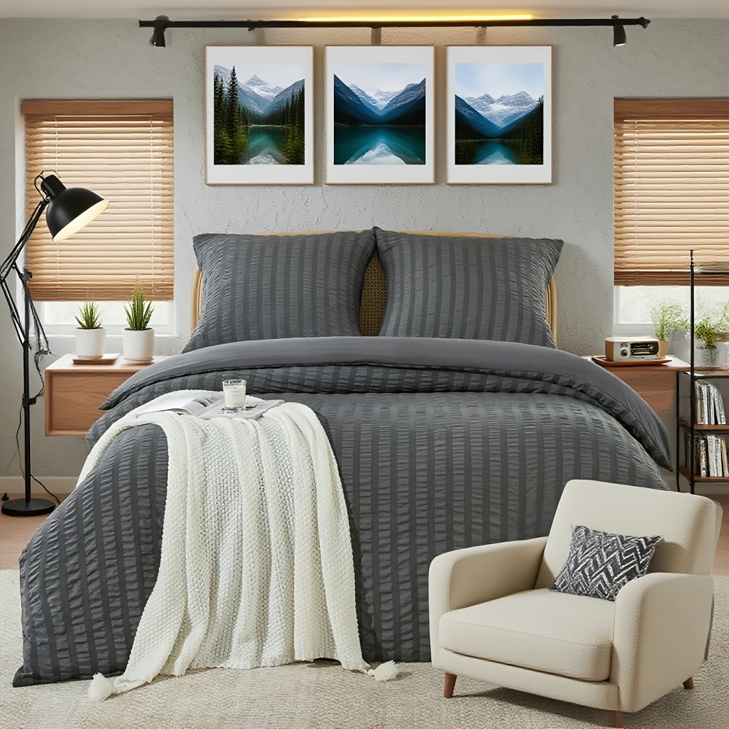 Set Copripiumino e federa con righe in rilievo in garza di schiuma