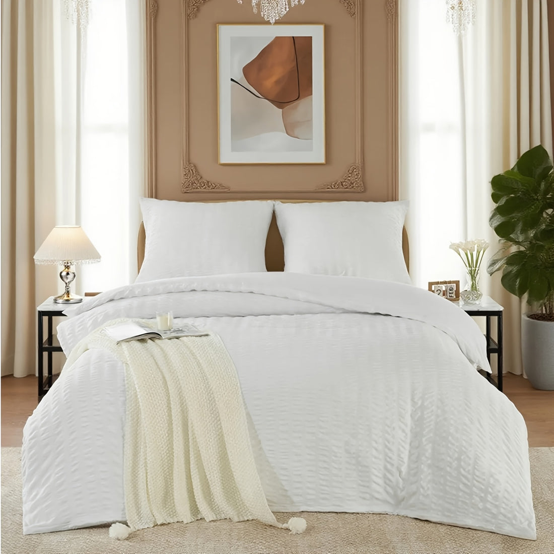 Set Copripiumino e federa con righe in rilievo in garza di schiuma