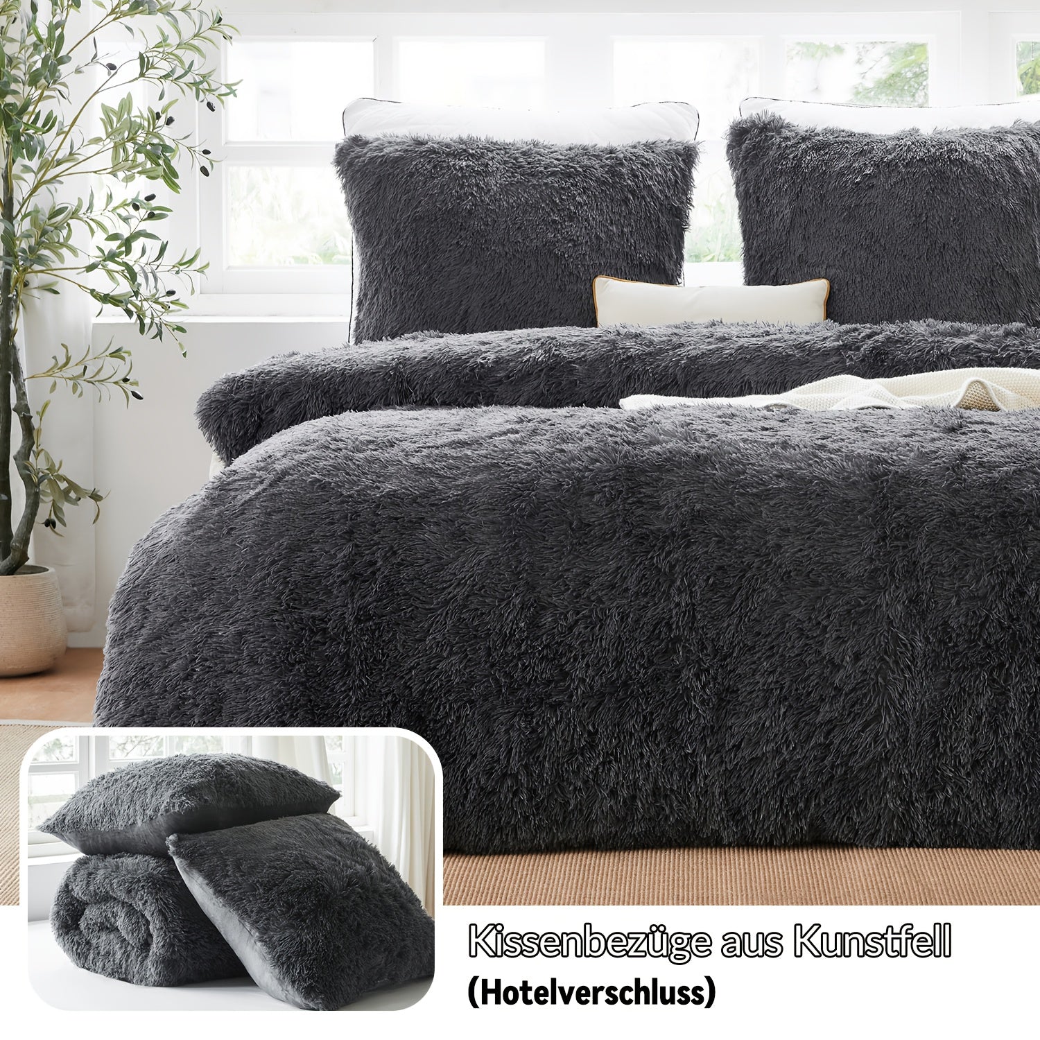 Set 2/3 Pezzi in Pile vellutato effetto pelliccia