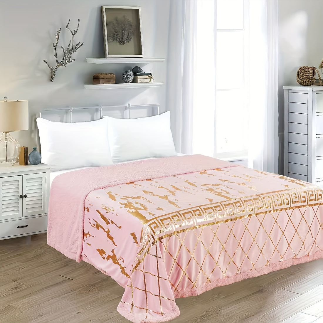 Coperta in Tessuto Sherpa - Realizzata in caldo tessuto dorato