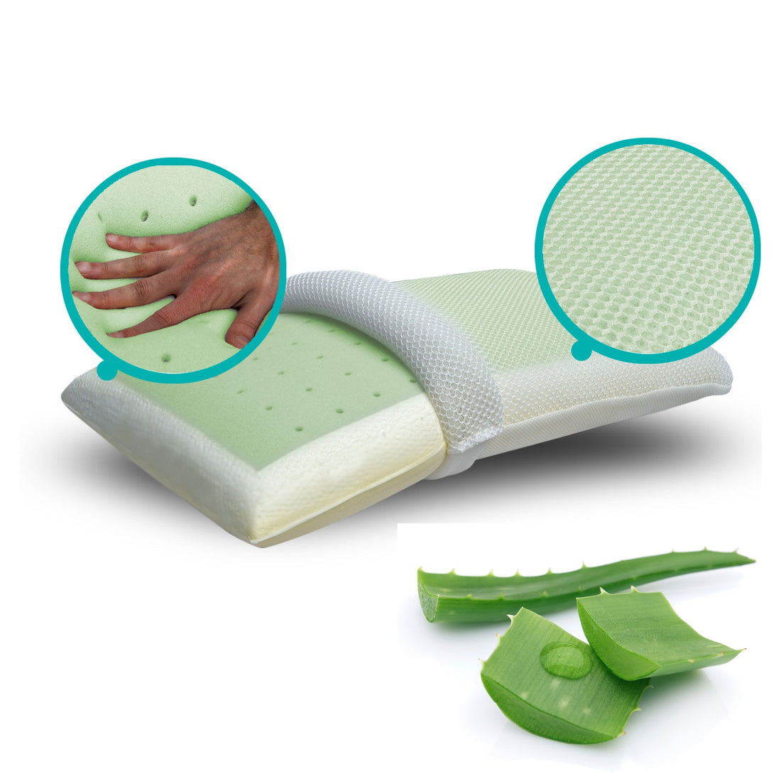 Cuscino saponetta in memory foam ad alta densità con inserto in Aloe e fodera 3d - Aromatizzato Aloe
