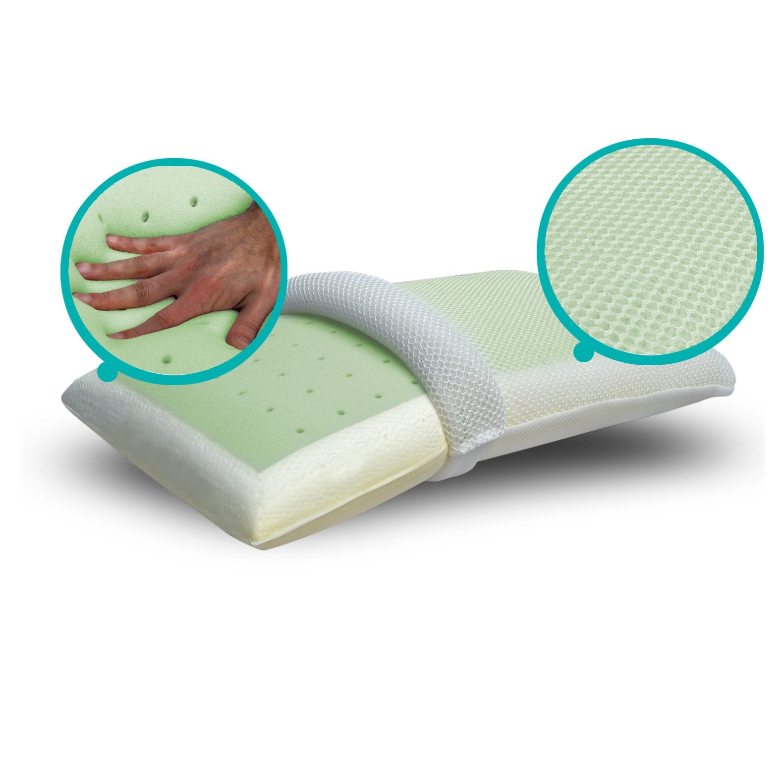Cuscino saponetta in memory foam ad alta densità con inserto in Aloe e fodera 3d - Aromatizzato Aloe