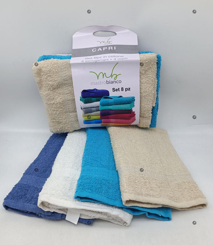 Nuovo Set 8 Pezzi Asciugamani