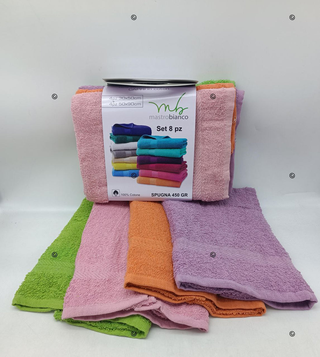 Nuovo Set 8 Pezzi Asciugamani