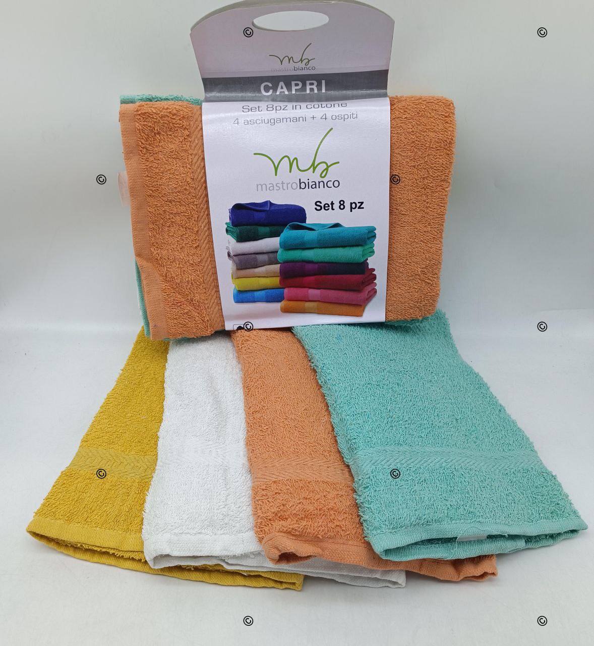 Nuovo Set 8 Pezzi Asciugamani