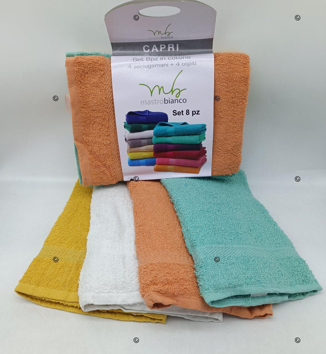 Nuovo Set 8 Pezzi Asciugamani