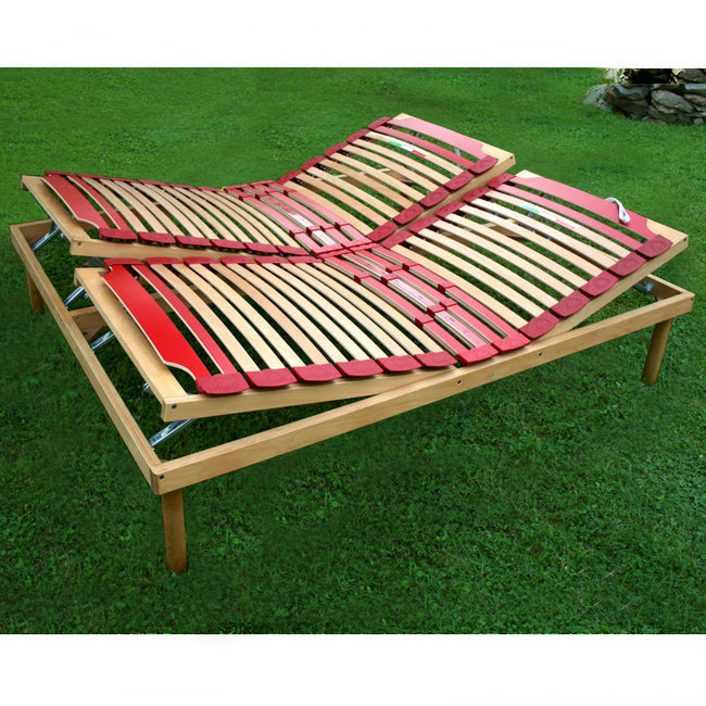 Rete letto per ogni tipo di materasso a doghe in legno con alza testa e alza piedi a movimento manuale  - Venere M