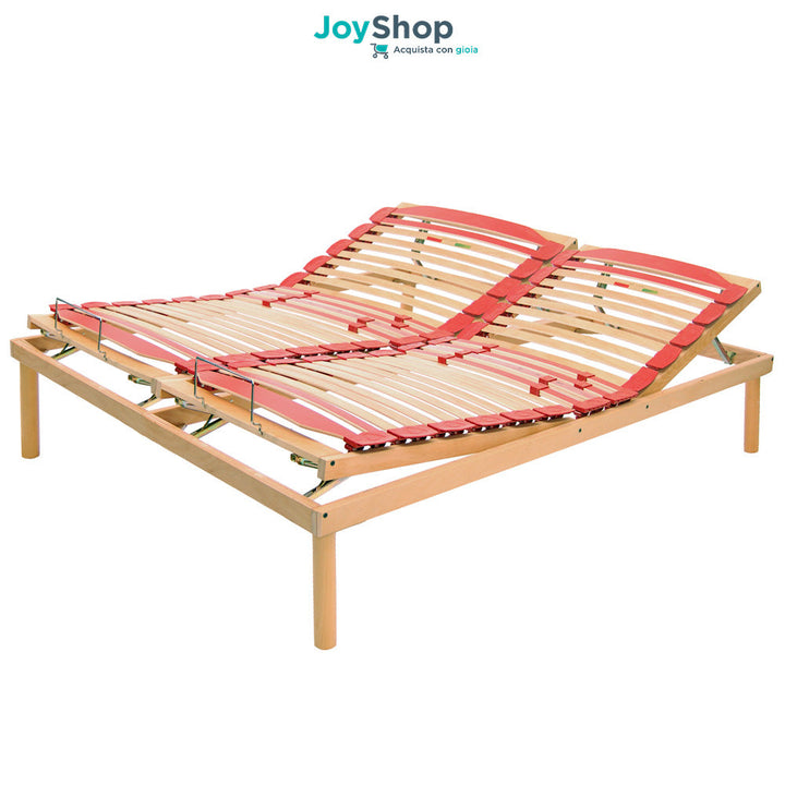 Rete letto per ogni tipo di materasso a doghe in legno con alza testa e alza piedi a movimento manuale  - Venere M