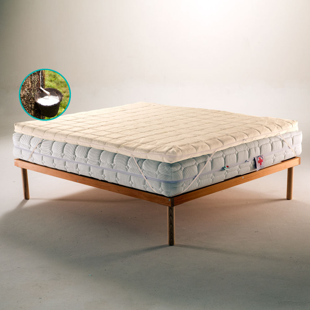 Topper, correttore 100% lattice per materasso con tessuto in Bamboo Sfoderabile. Alto 4 cm