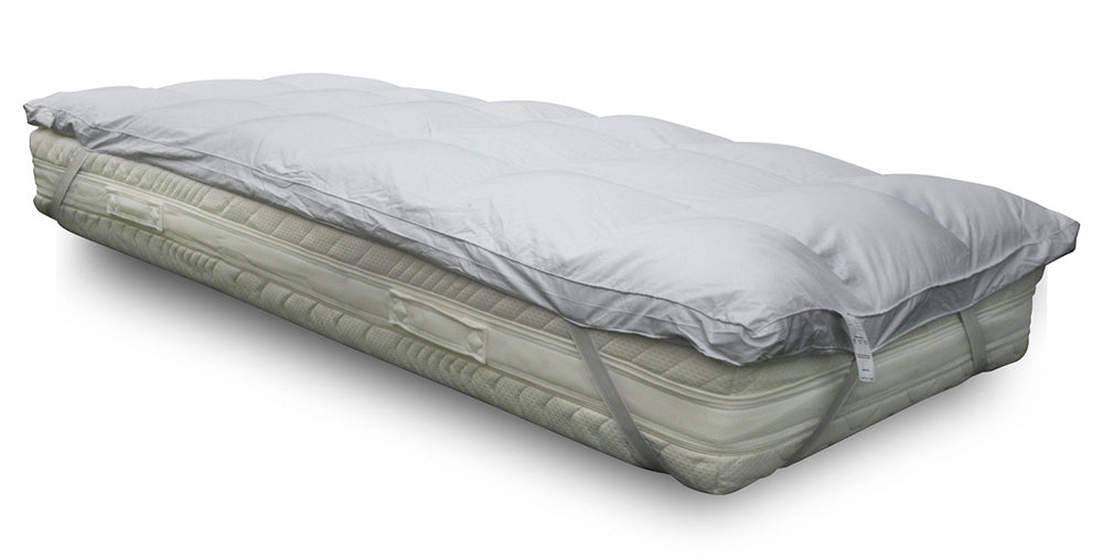 Topper correggi materasso termo regolatore in piuma e piumo oca 20% Piumino 80% Piumetta 600 GR/MQ 160x200 cm